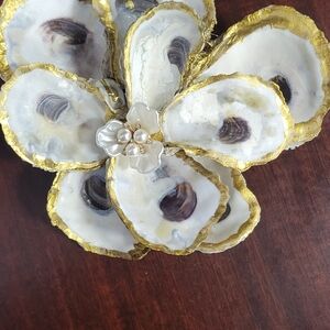 Gold and White Oyster Shell Flower Decor